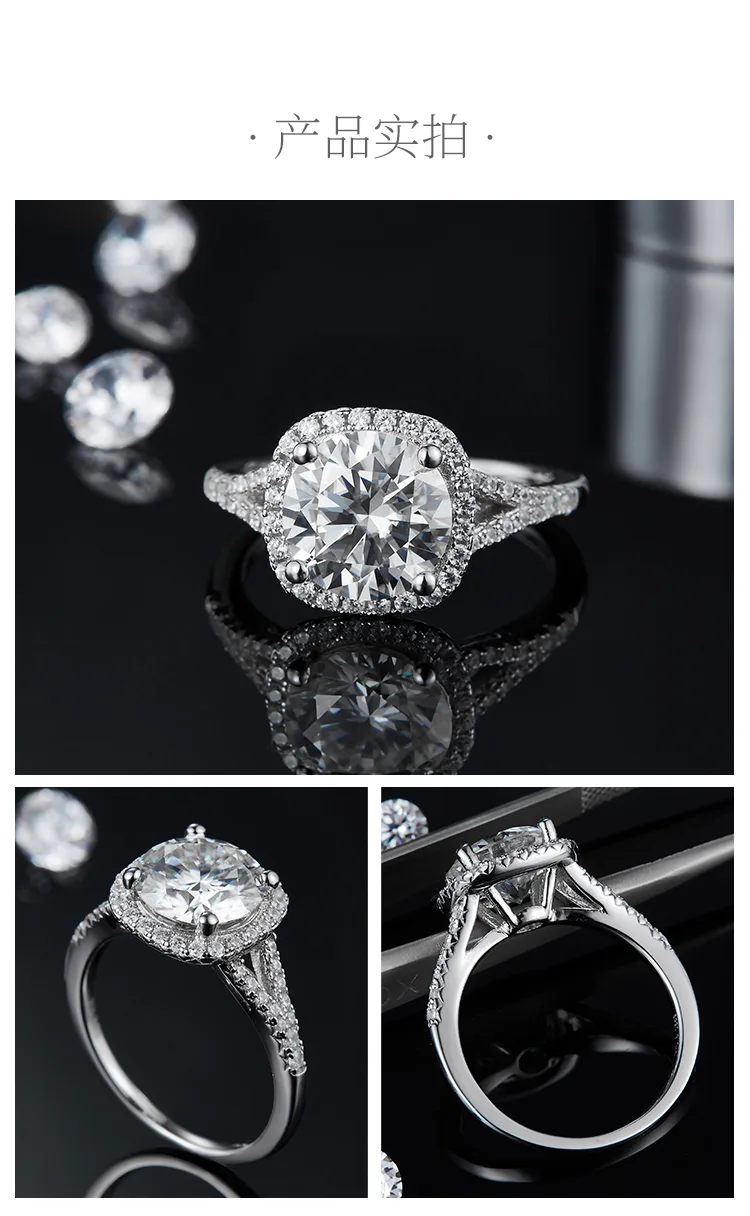 Double-Band Square Bezel S925 White-Gold-Plated Silver Lab-Grown Diamond Wedding