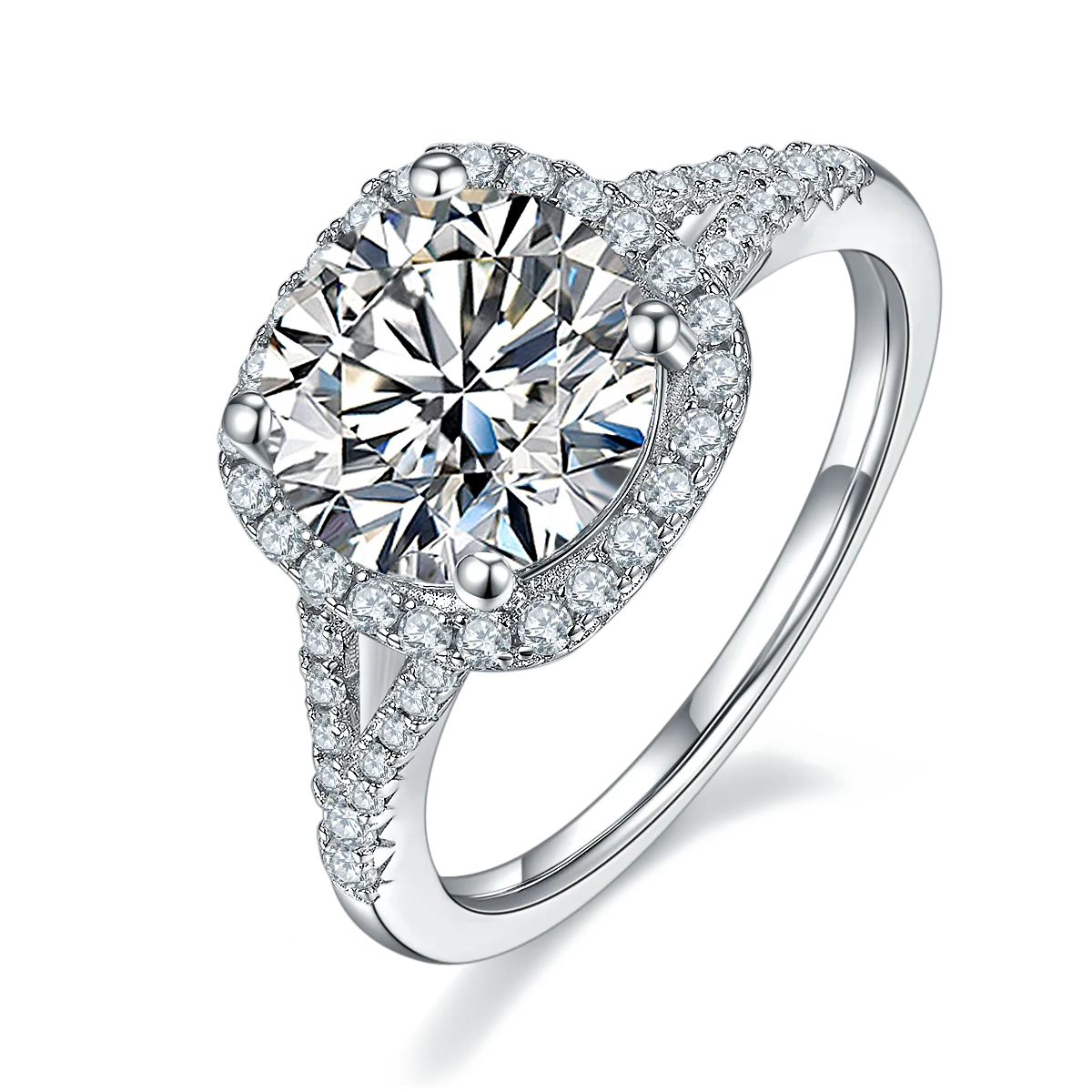 Double-Band Square Bezel S925 White-Gold-Plated Silver Lab-Grown Diamond Wedding Band Women's Ring 3.0ct D
