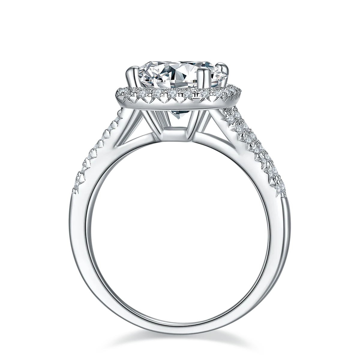 Double-Band Square Bezel S925 White-Gold-Plated Silver Lab-Grown Diamond Wedding Band Women's Ring 3.0ct D