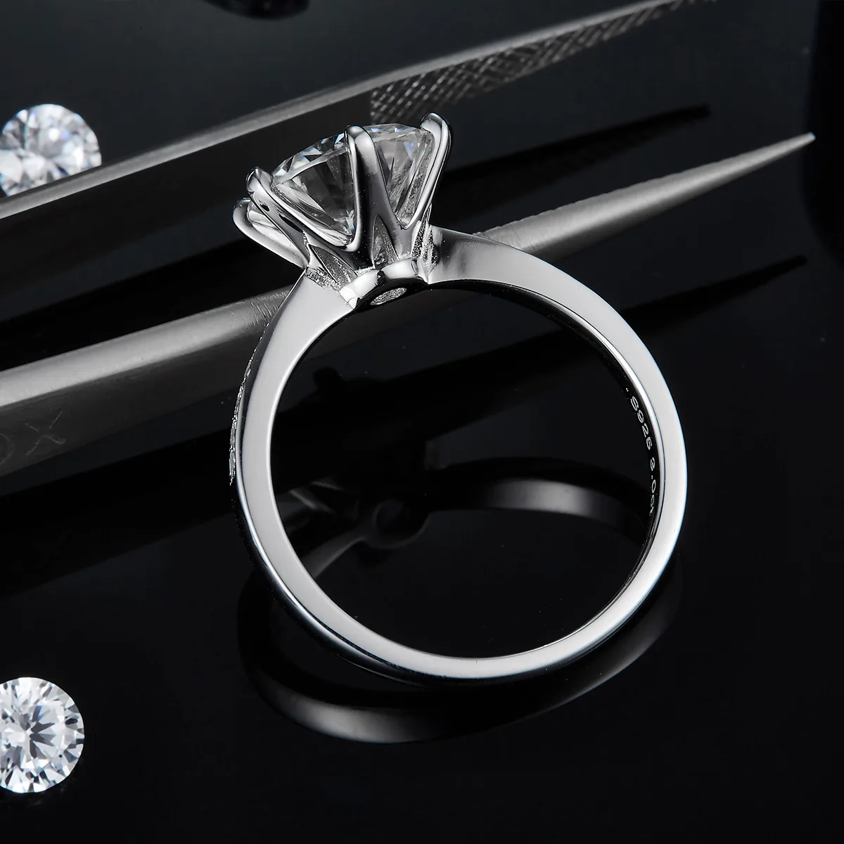 Micro-Pavé Spirit S925 White-Gold-Plated Silver Lab-Grown Diamond Engagement Ring Women's Ring 3.0ct D