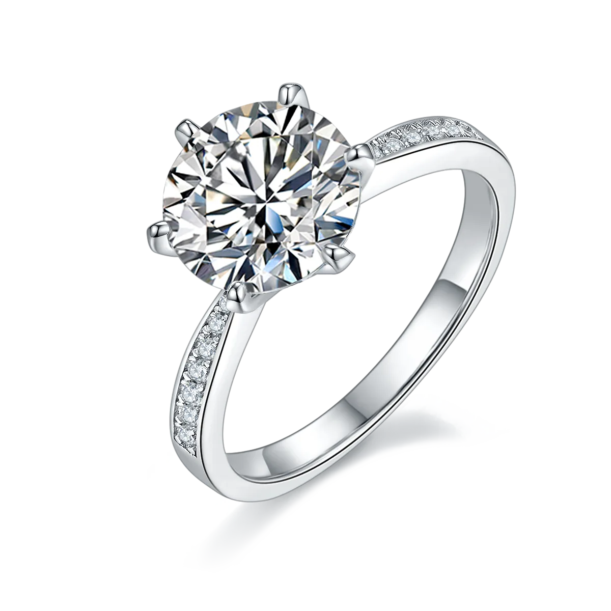 Micro-Pavé Spirit S925 White-Gold-Plated Silver Lab-Grown Diamond Engagement Ring Women's Ring 3.0ct D