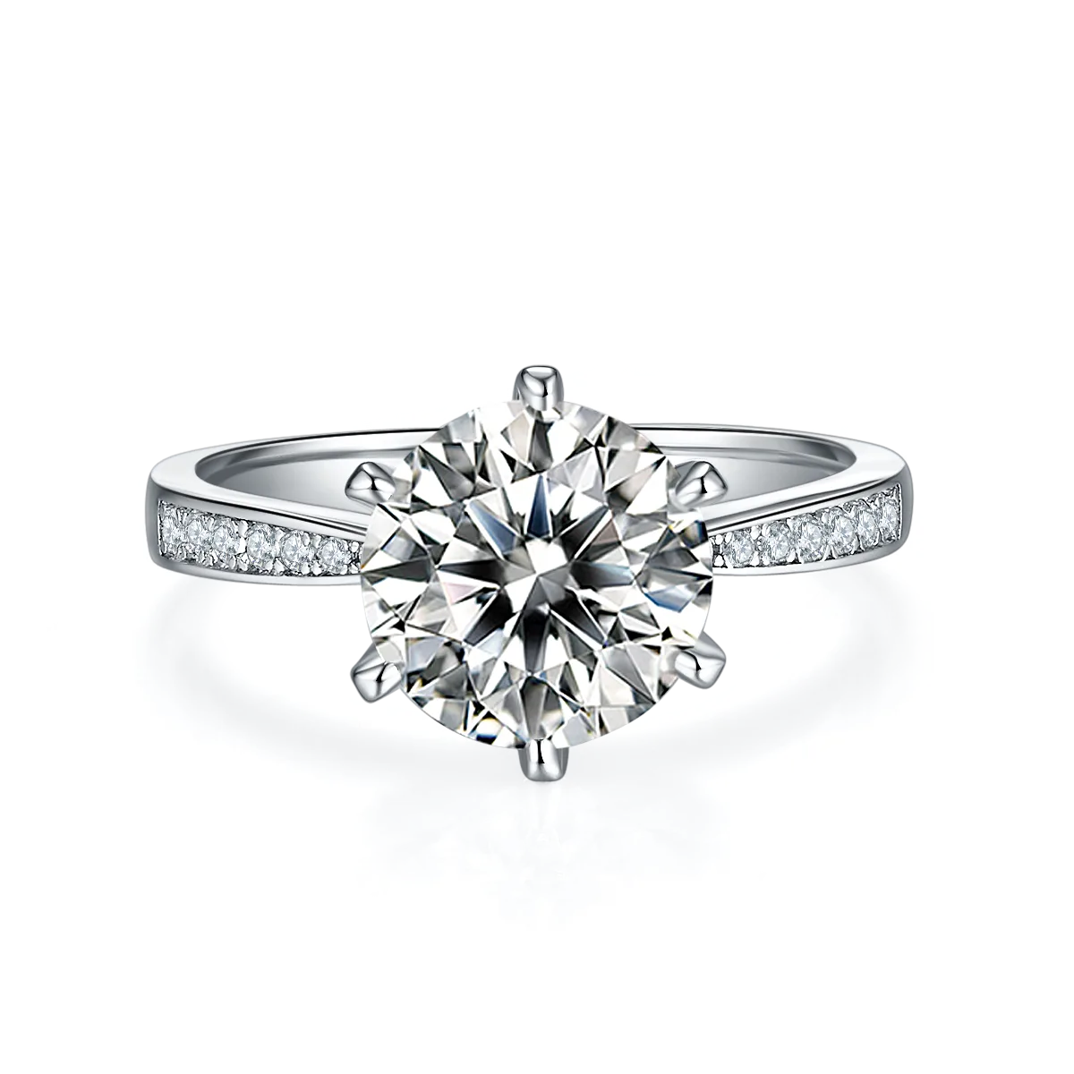 Micro-Pavé Spirit S925 White-Gold-Plated Silver Lab-Grown Diamond Engagement Ring Women's Ring 3.0ct D