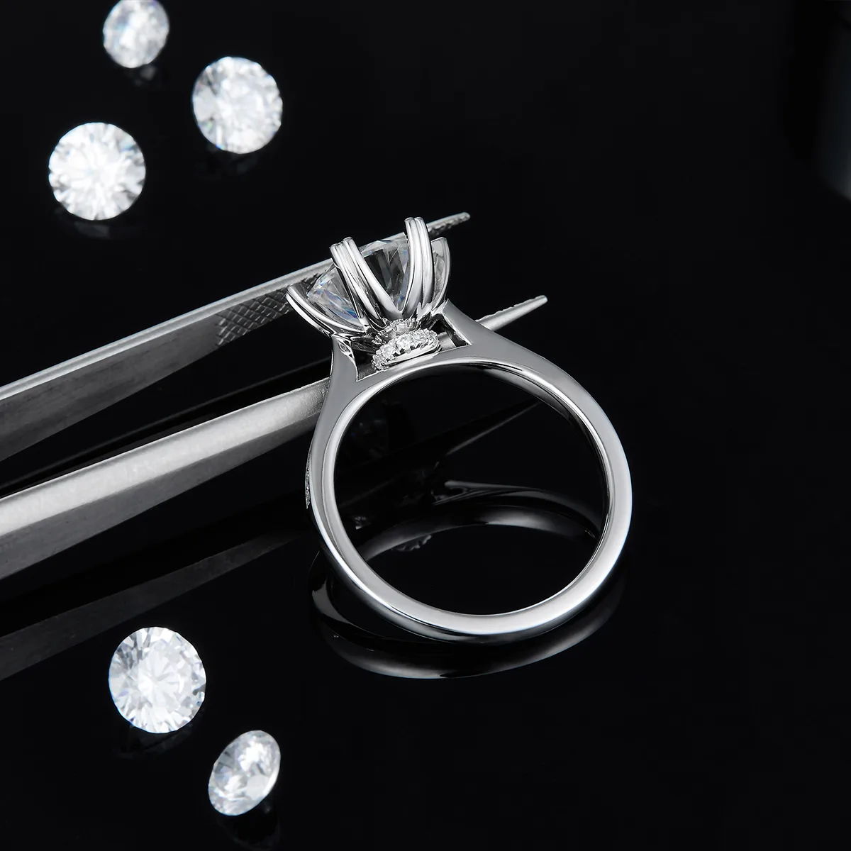 Fortune Turns S925 White-Gold-Plated Silver Lab-Grown Diamond Wedding Band Women's Ring 3.0ct D
