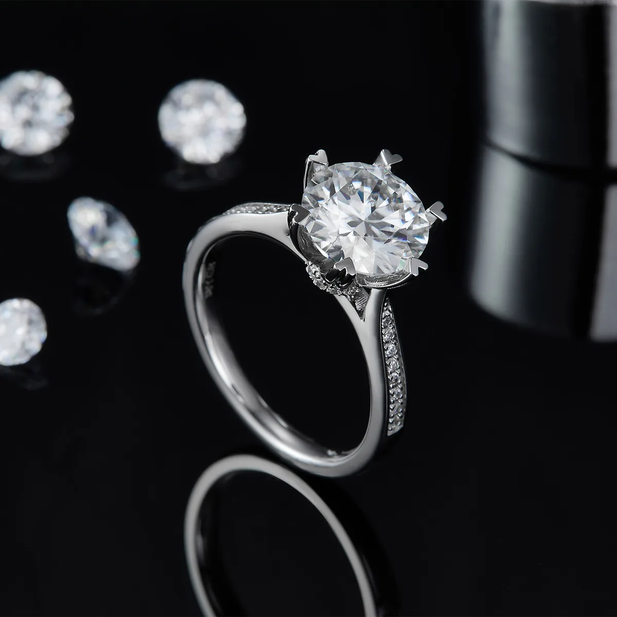 Fortune Turns S925 White-Gold-Plated Silver Lab-Grown Diamond Wedding Band Women's Ring 3.0ct D