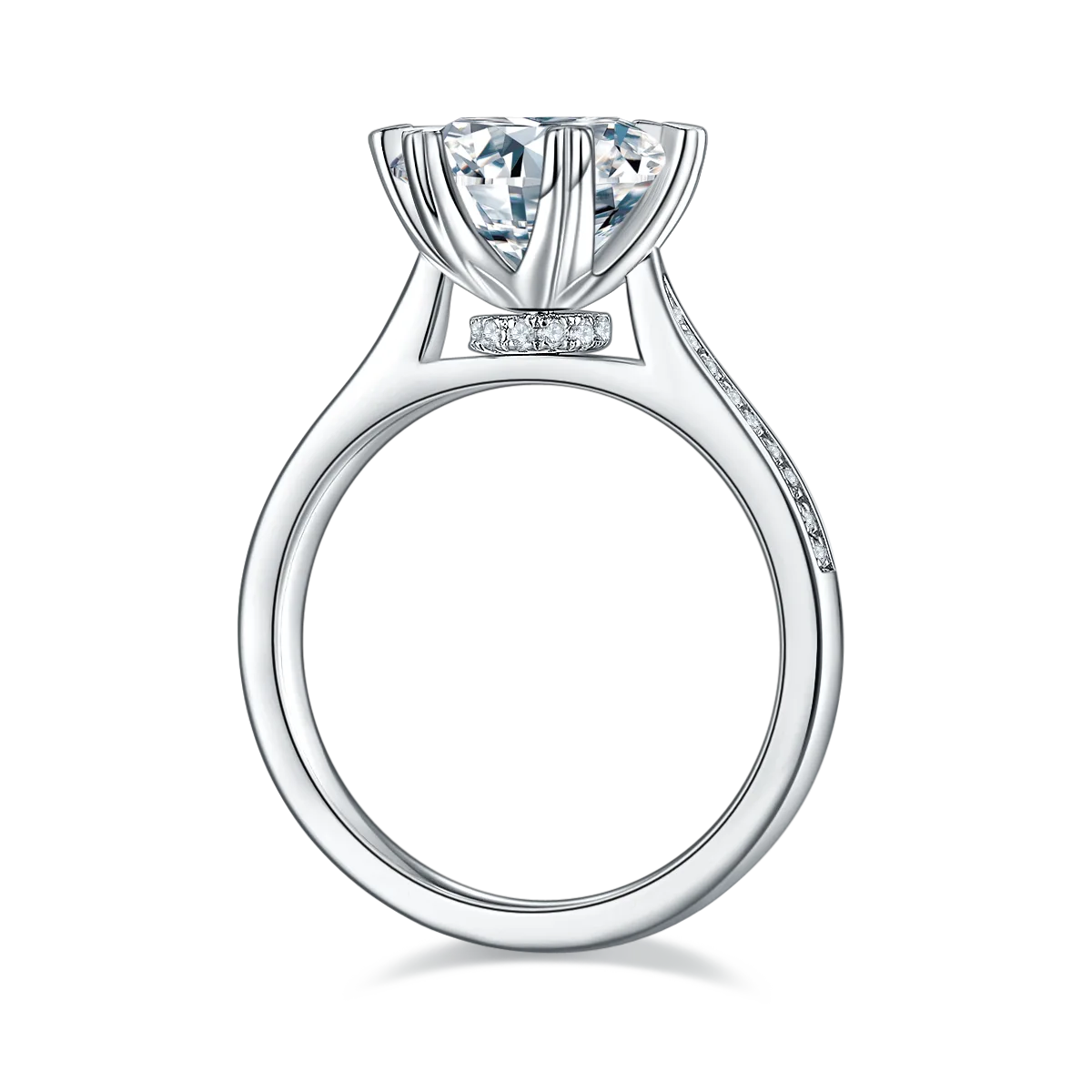 Fortune Turns S925 White-Gold-Plated Silver Lab-Grown Diamond Wedding Band Women's Ring 3.0ct D