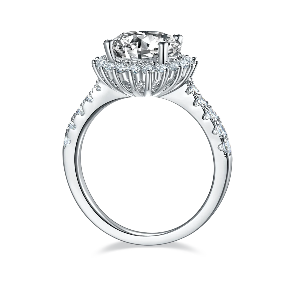 Sunflower S925 White-Gold-Plated Silver Lab-Grown Diamond Wedding Band Women's Ring 3.0ct D
