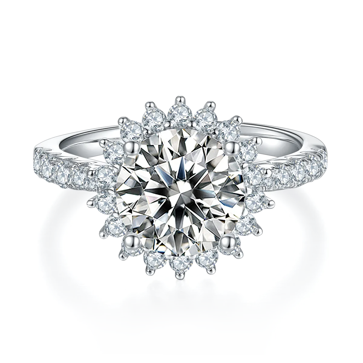 Sunflower S925 White-Gold-Plated Silver Lab-Grown Diamond Wedding Band Women's Ring 3.0ct D