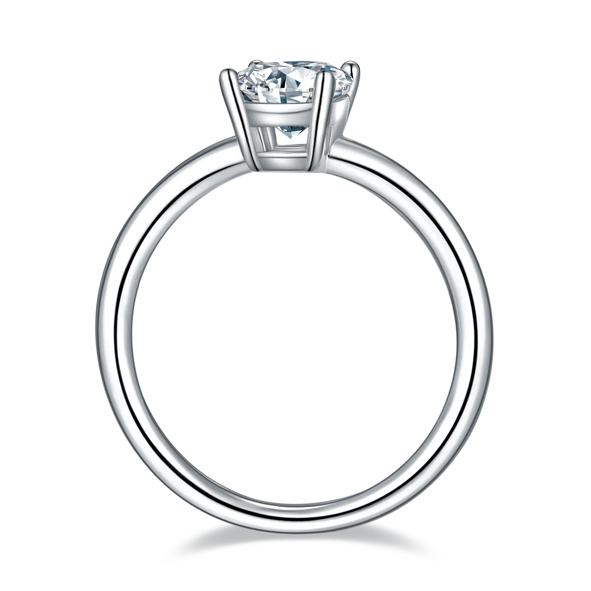 Classic Round S925 White-Gold-Plated Silver Lab-Grown Diamond Proposal Ring Women's Ring 1.0ct D