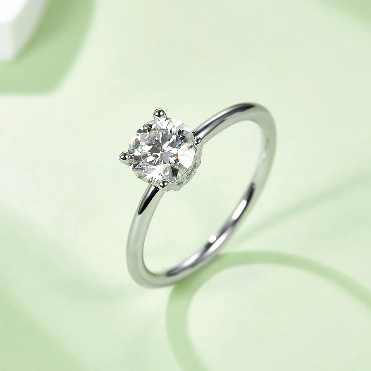 Classic Round S925 White-Gold-Plated Silver Lab-Grown Diamond Proposal Ring Women's Ring 1.0ct D