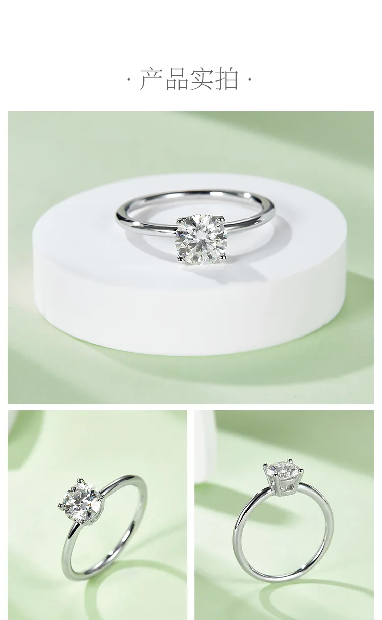 Classic Round S925 White-Gold-Plated Silver Lab-Grown Diamond Proposal Ring Wome