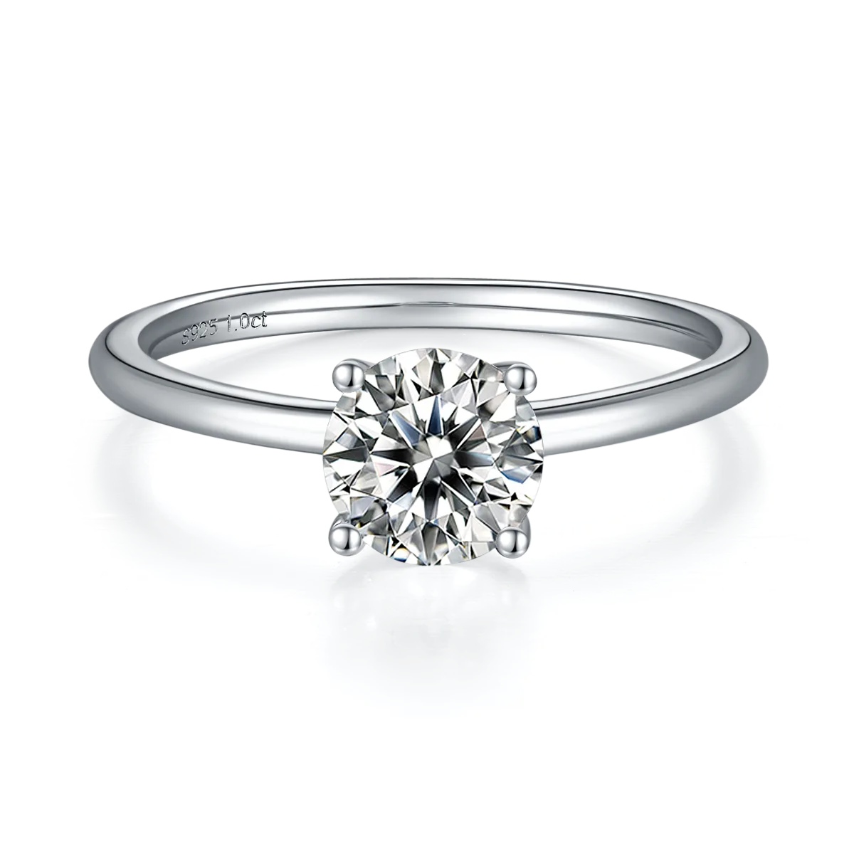 Classic Round S925 White-Gold-Plated Silver Lab-Grown Diamond Proposal Ring Women's Ring 1.0ct D