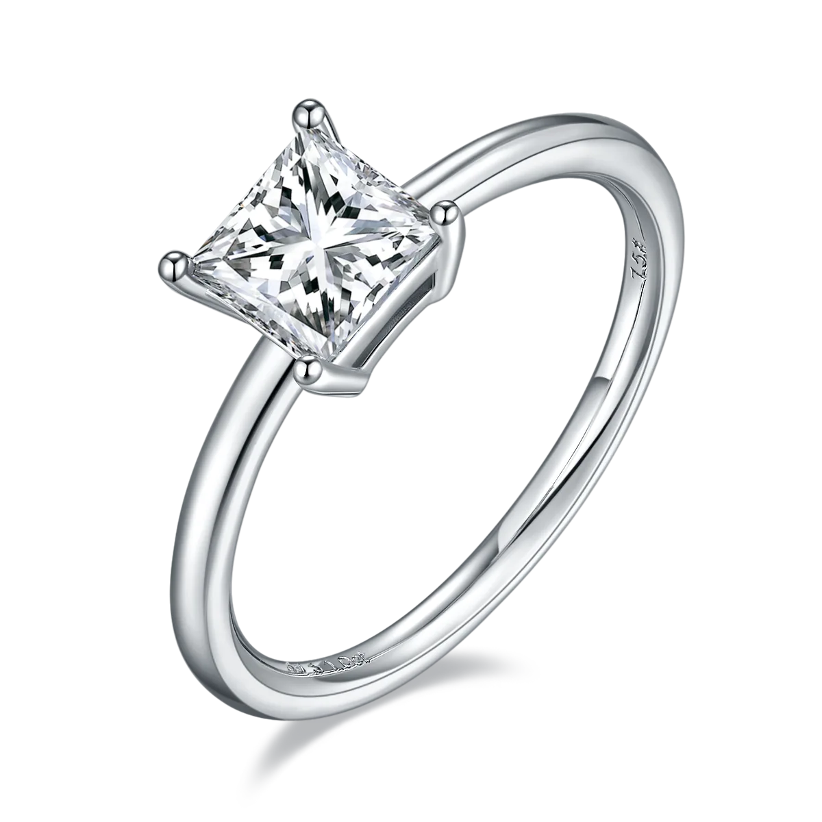 Classic Square S925 White-Gold-Plated Silver Lab-Grown Diamond Engagement Ring Women's Ring 1.0ct D