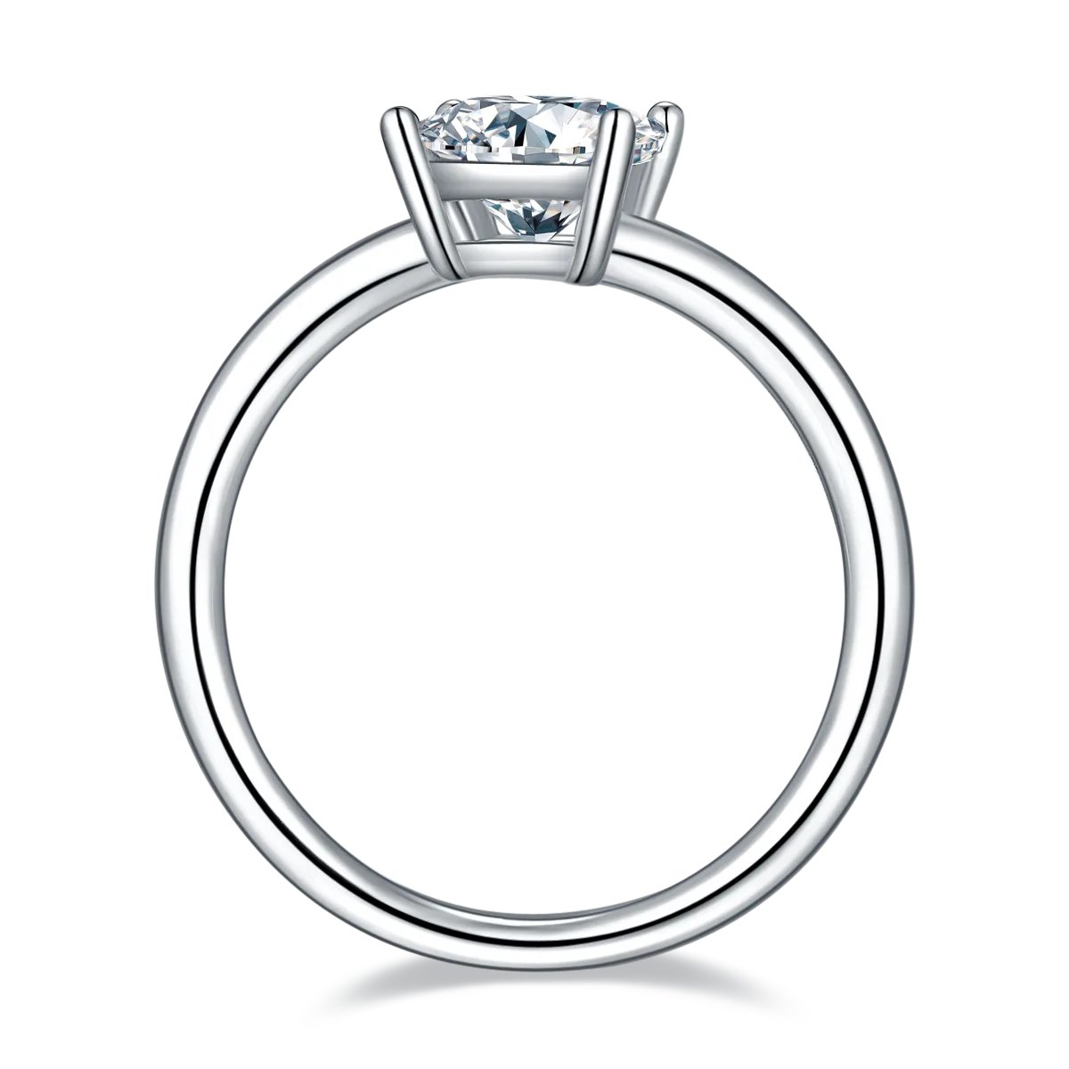 Classic Square S925 White-Gold-Plated Silver Lab-Grown Diamond Engagement Ring Women's Ring 1.0ct D