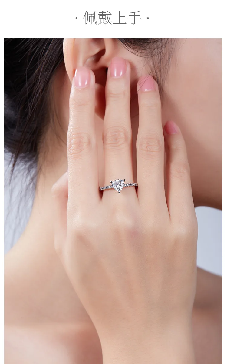Micro-Pavé Trilliant S925 White-Gold-Plated Silver Lab-Grown Diamond Engagement 