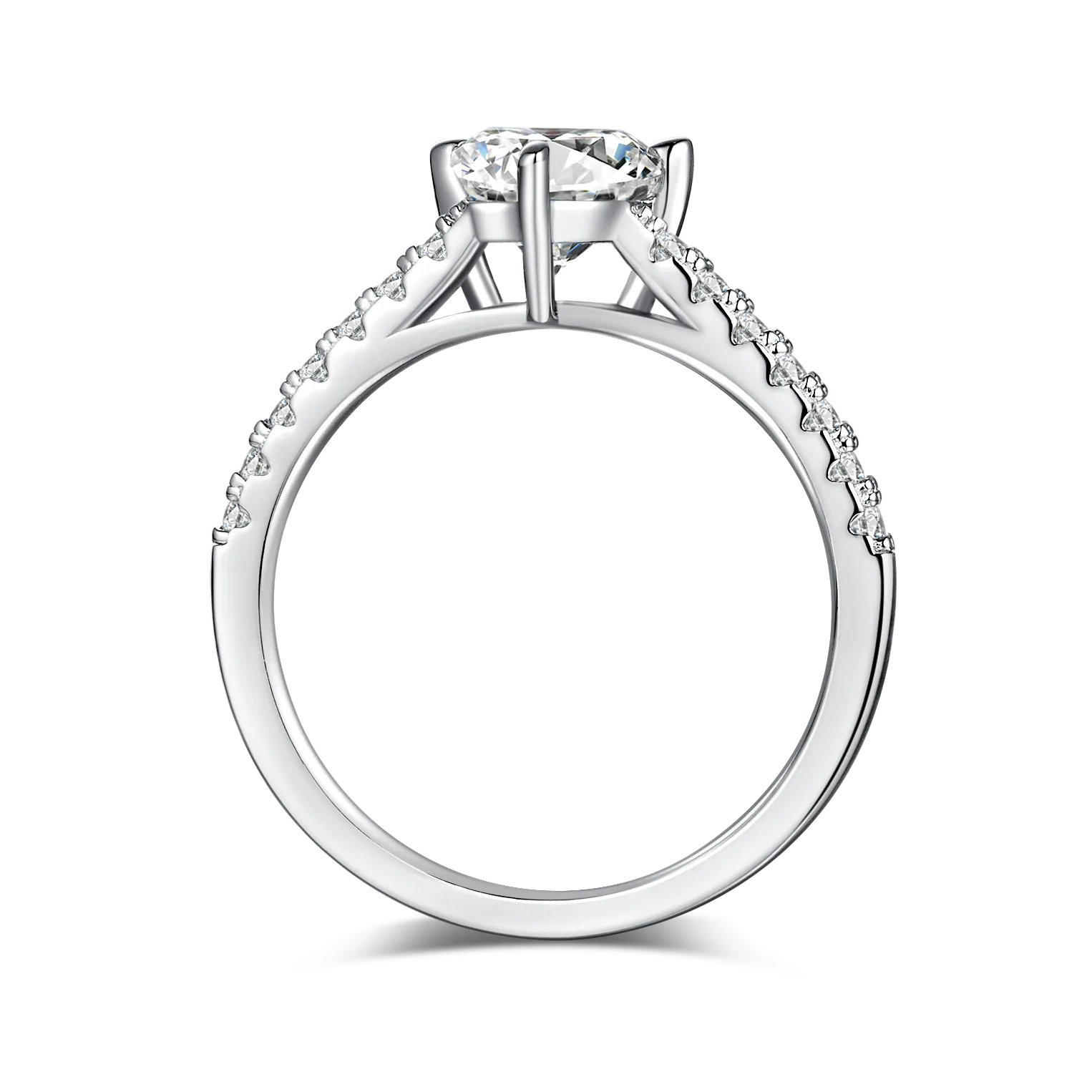 Micro-Pavé Trilliant S925 White-Gold-Plated Silver Lab-Grown Diamond Engagement Ring Women's Ring 1.0ct D