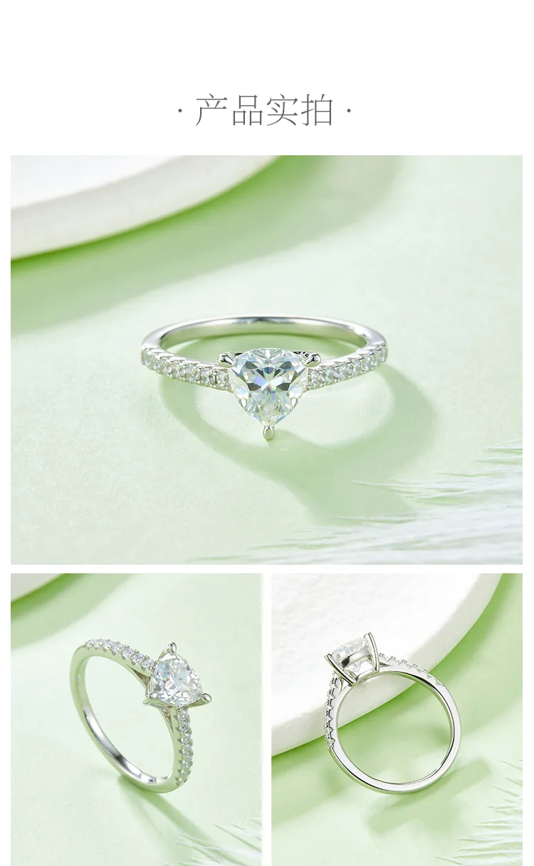 Micro-Pavé Trilliant S925 White-Gold-Plated Silver Lab-Grown Diamond Engagement 
