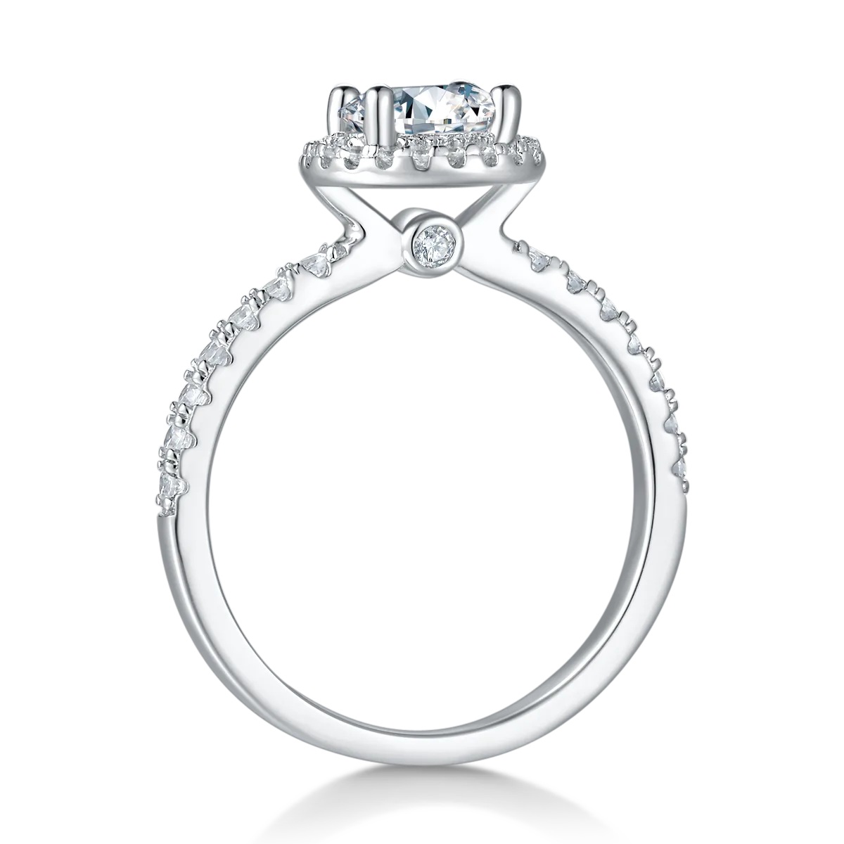 Light Luxury Round S925 White-Gold-Plated Silver Lab-Grown Diamond Proposal Ring Women's Ring 1.0ct D