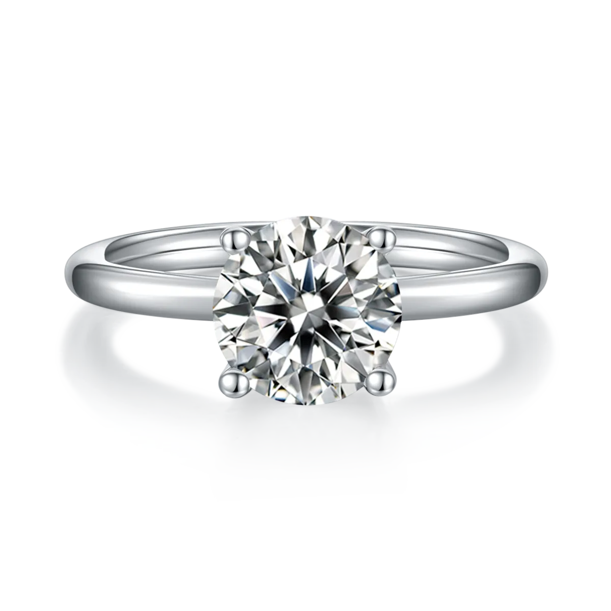 Classic Round S925 White-Gold-Plated Silver Lab-Grown Diamond Proposal Ring Women's Ring 2.0ct D