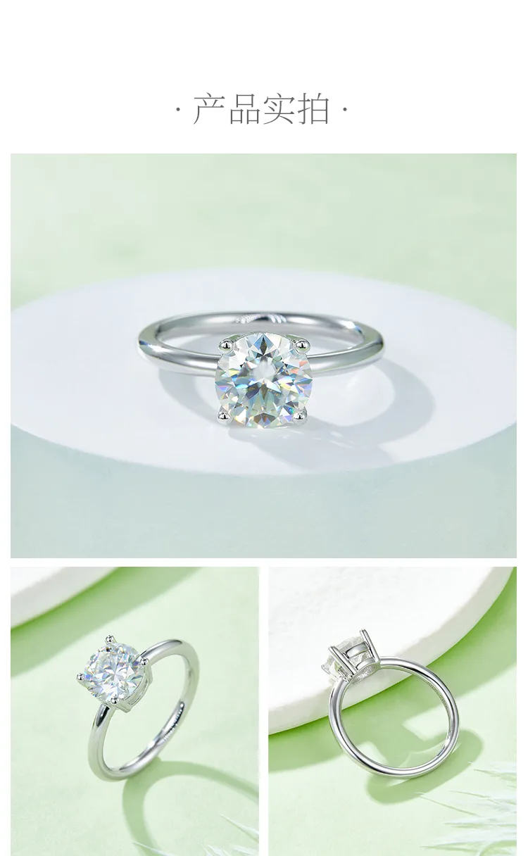 Classic Round S925 White-Gold-Plated Silver Lab-Grown Diamond Proposal Ring Wome