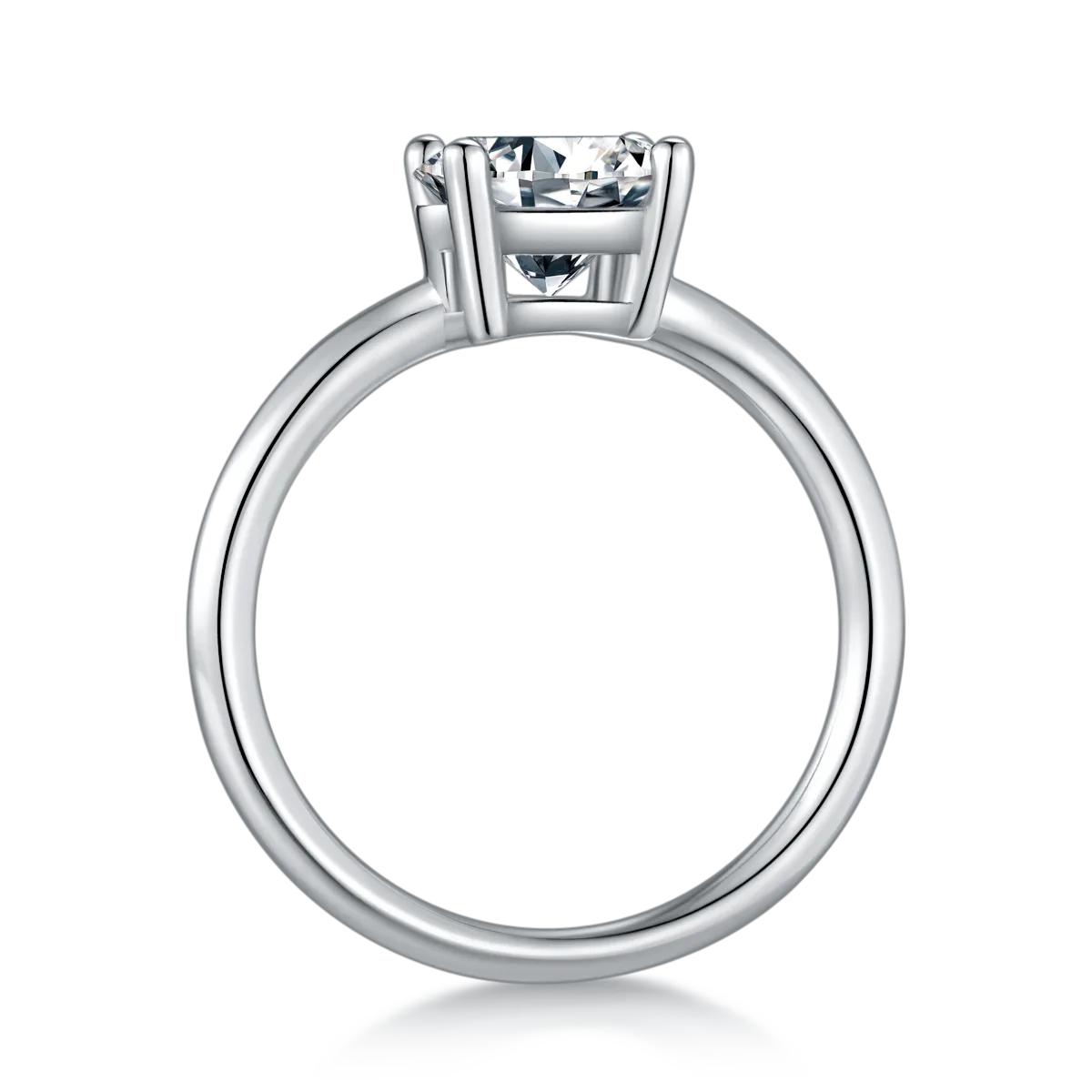 Classic Round S925 White-Gold-Plated Silver Lab-Grown Diamond Proposal Ring Women's Ring 2.0ct D