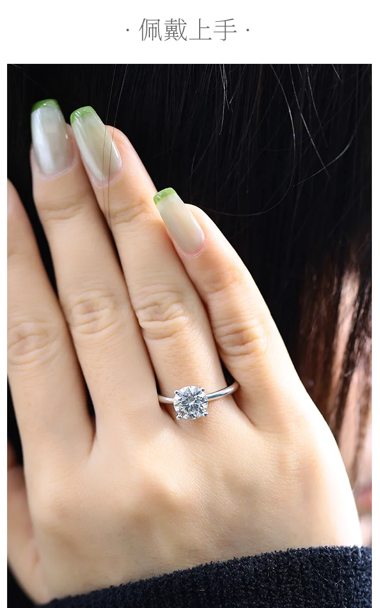 Classic Round S925 White-Gold-Plated Silver Lab-Grown Diamond Proposal Ring Wome