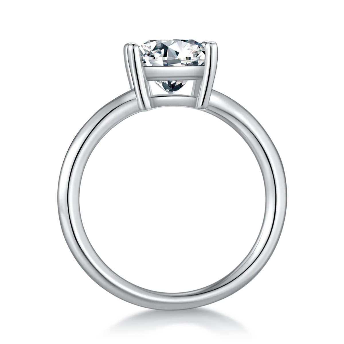 Classic Square S925 White-Gold-Plated Silver Lab-Grown Diamond Engagement Ring Women's Ring 2.0ct D