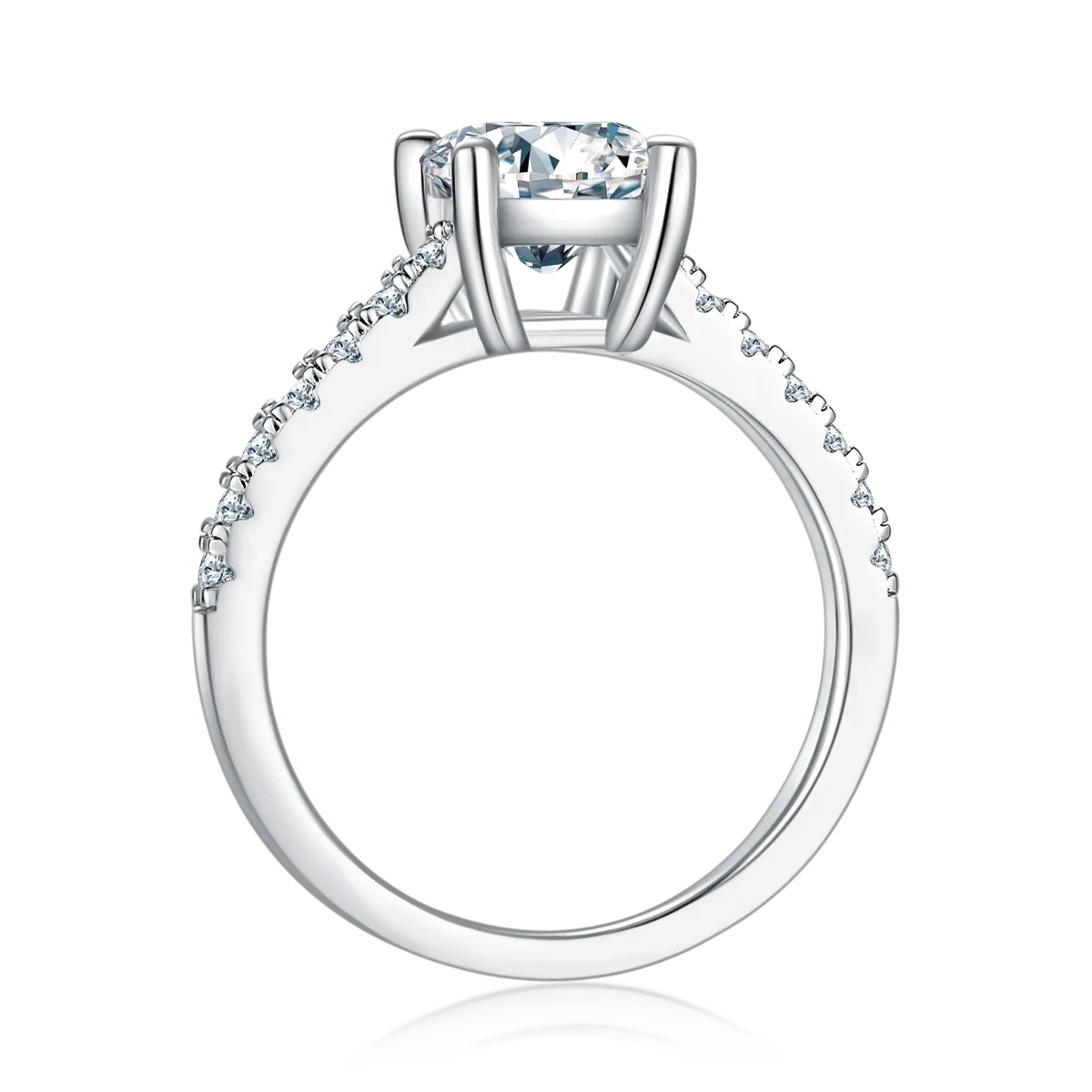 Micro-Pavé Rectangle S925 White-Gold-Plated Silver Lab-Grown Diamond Engagement Ring Women's Ring 2.0ct D