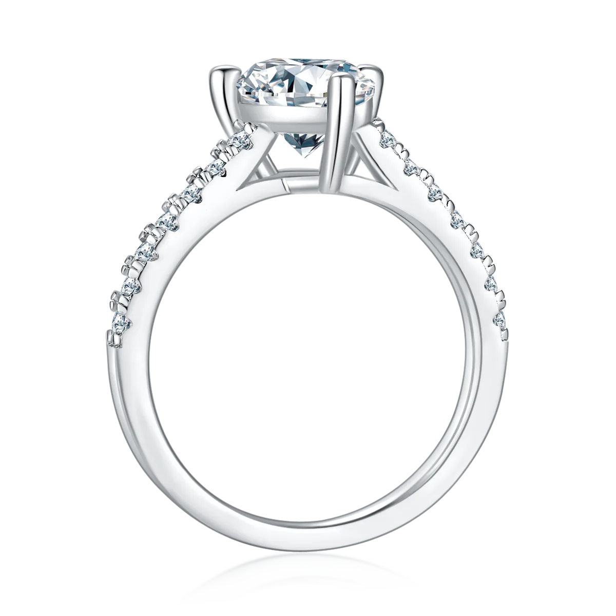 Micro-Pavé Pear S925 White-Gold-Plated Silver Lab-Grown Diamond Proposal Ring Women's Ring 2.0ct D