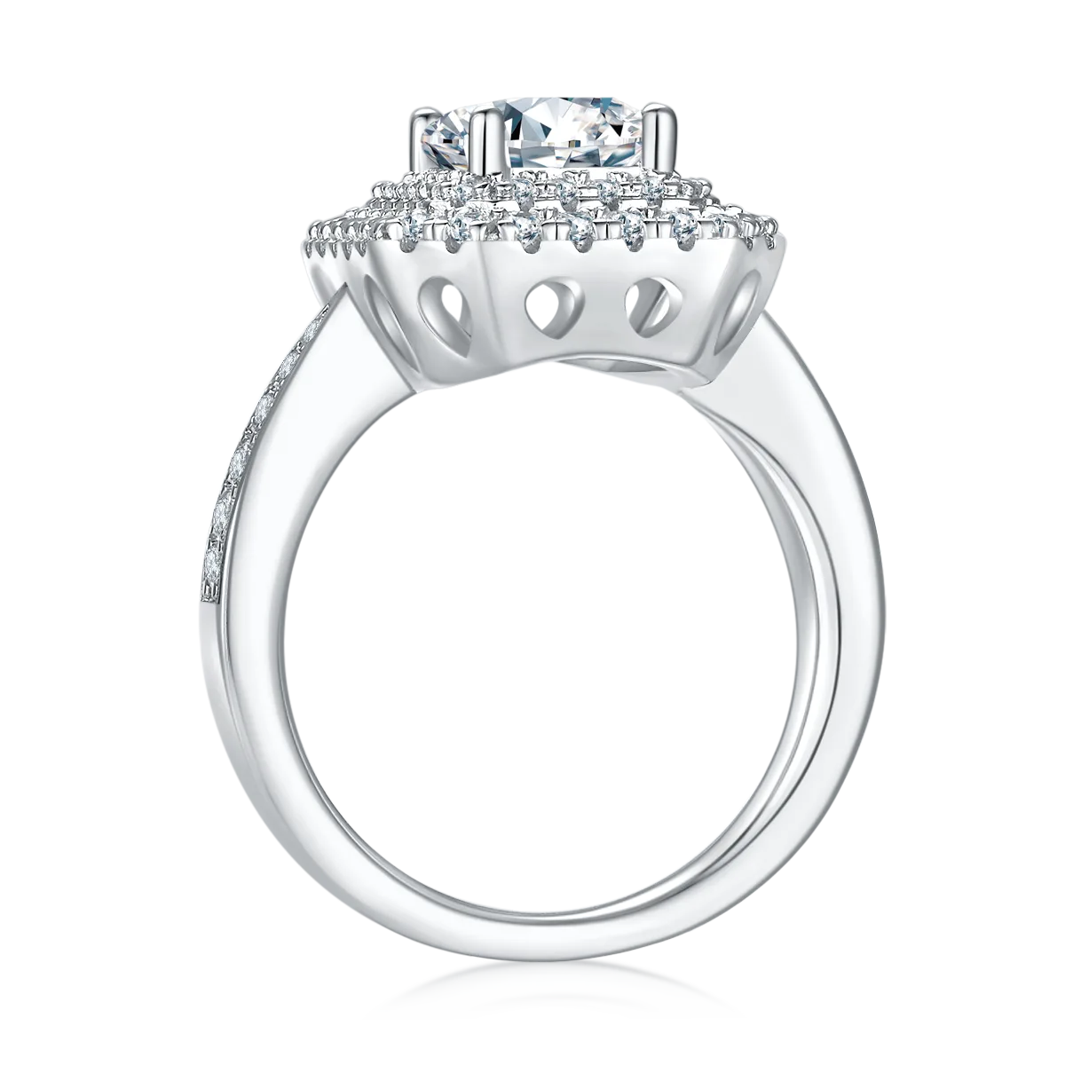 Luxury Pavé Rectangle S925 White-Gold-Plated Silver Lab-Grown Diamond Wedding Band Women's Ring 2.0ct D