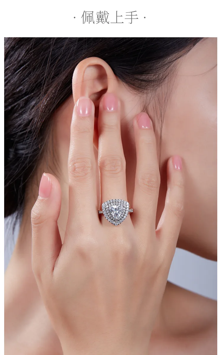 Luxury Pavé Trilliant S925 White-Gold-Plated Silver Lab-Grown Diamond Proposal R