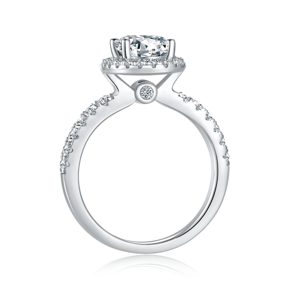 Light Luxury Oval S925 White-Gold-Plated Silver Lab-Grown Diamond Wedding Band Women's Ring 2.0ct D