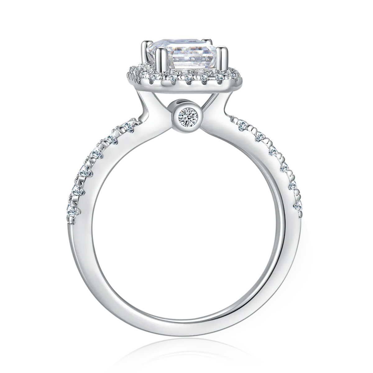 Light Luxury Rectangle S925 White-Gold-Plated Silver Lab-Grown Diamond Wedding Band Women's Ring 2.0ct D