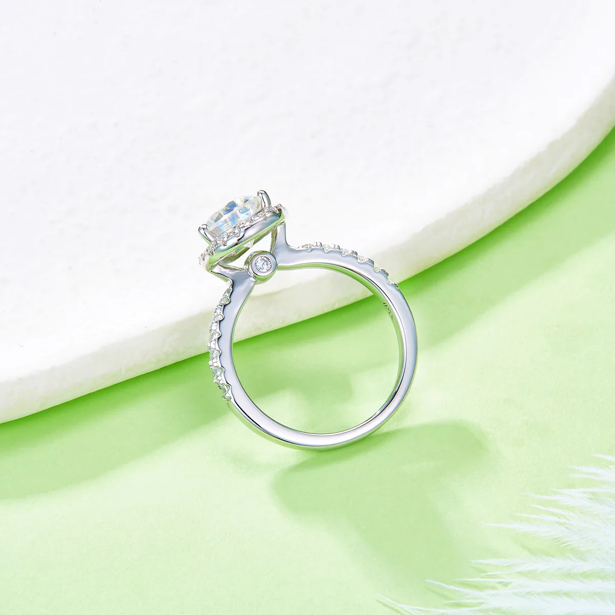 Light Luxury Pear S925 White-Gold-Plated Silver Moissanite Proposal Ring Women's Ring 2.0ct D