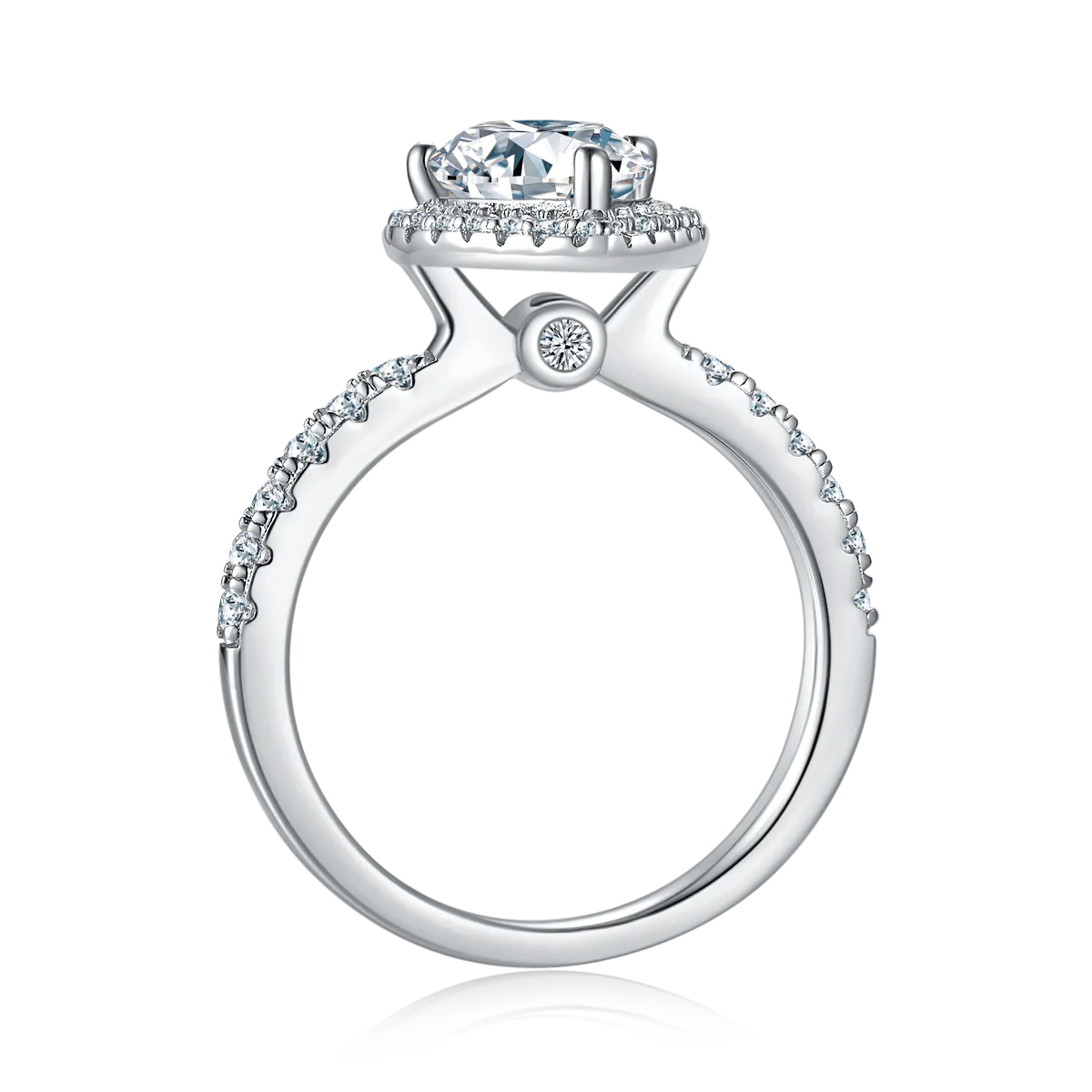 Light Luxury Pear S925 White-Gold-Plated Silver Moissanite Proposal Ring Women's Ring 2.0ct D