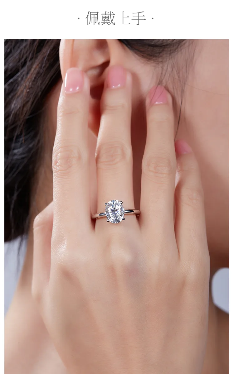Classic Oval S925 White-Gold-Plated Silver Lab-Grown Diamond Proposal Ring Women