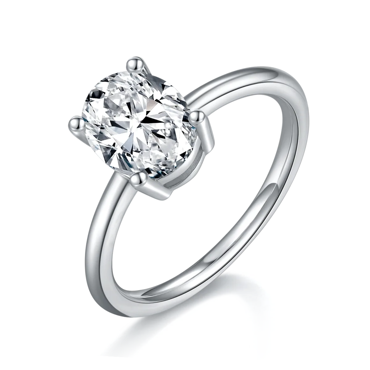 Classic Oval S925 White-Gold-Plated Silver Lab-Grown Diamond Proposal Ring Women's Ring 3.0ct D