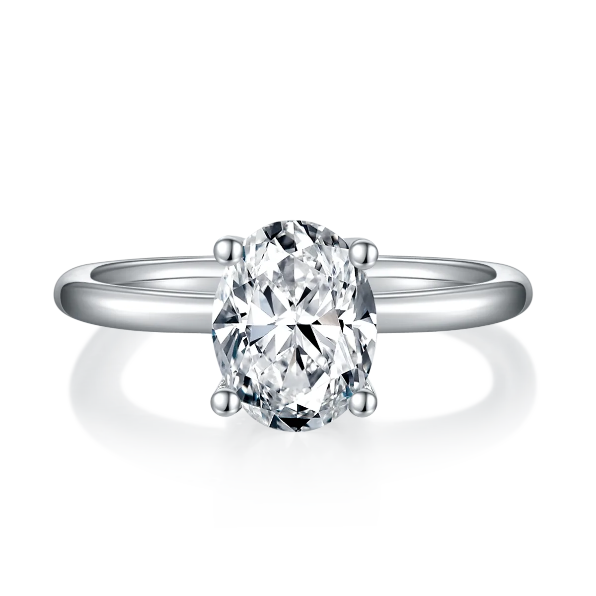Classic Oval S925 White-Gold-Plated Silver Lab-Grown Diamond Proposal Ring Women's Ring 3.0ct D