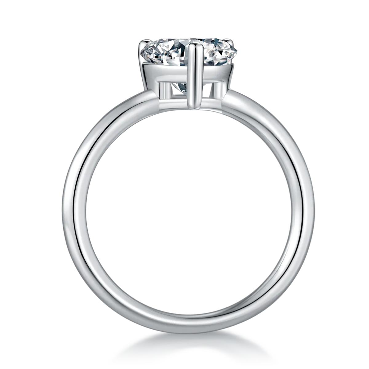 Classic Heart S925 White-Gold-Plated Silver Moissanite Wedding Band Women's Ring 3.0ct D