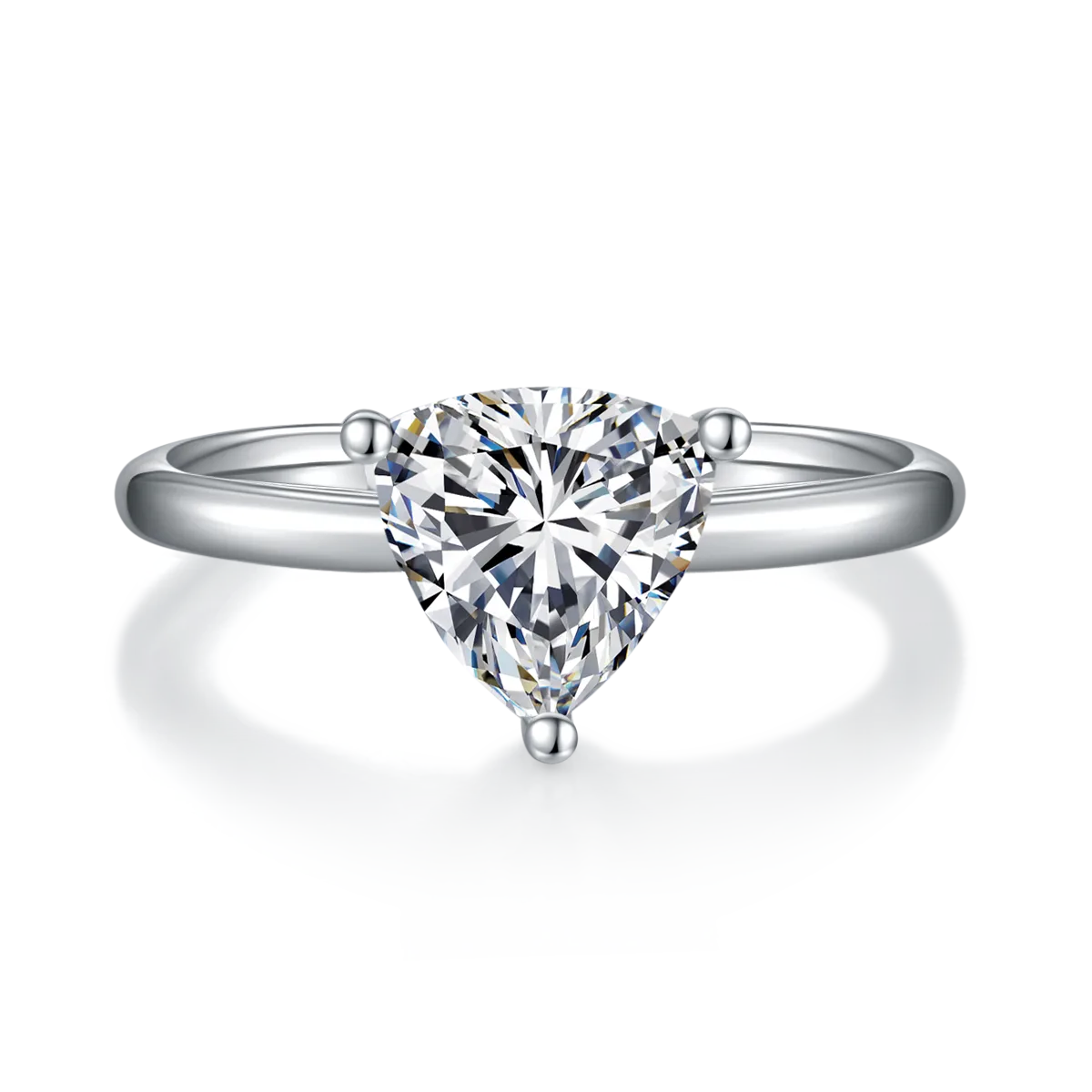Classic Trilliant S925 White-Gold-Plated Silver Lab-Grown Diamond Engagement Ring Women's Ring 3.0ct D