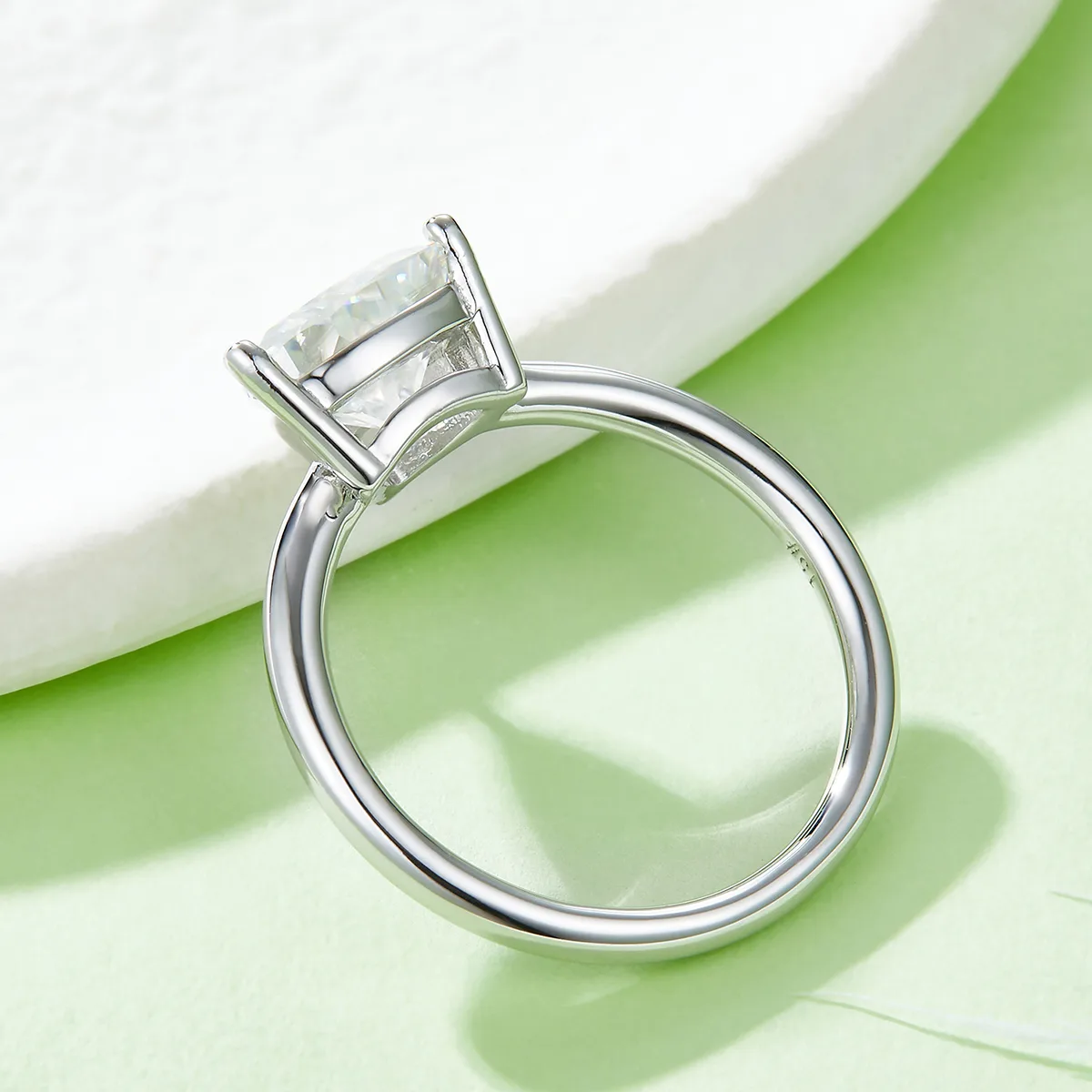 Classic Trilliant S925 White-Gold-Plated Silver Lab-Grown Diamond Engagement Ring Women's Ring 3.0ct D