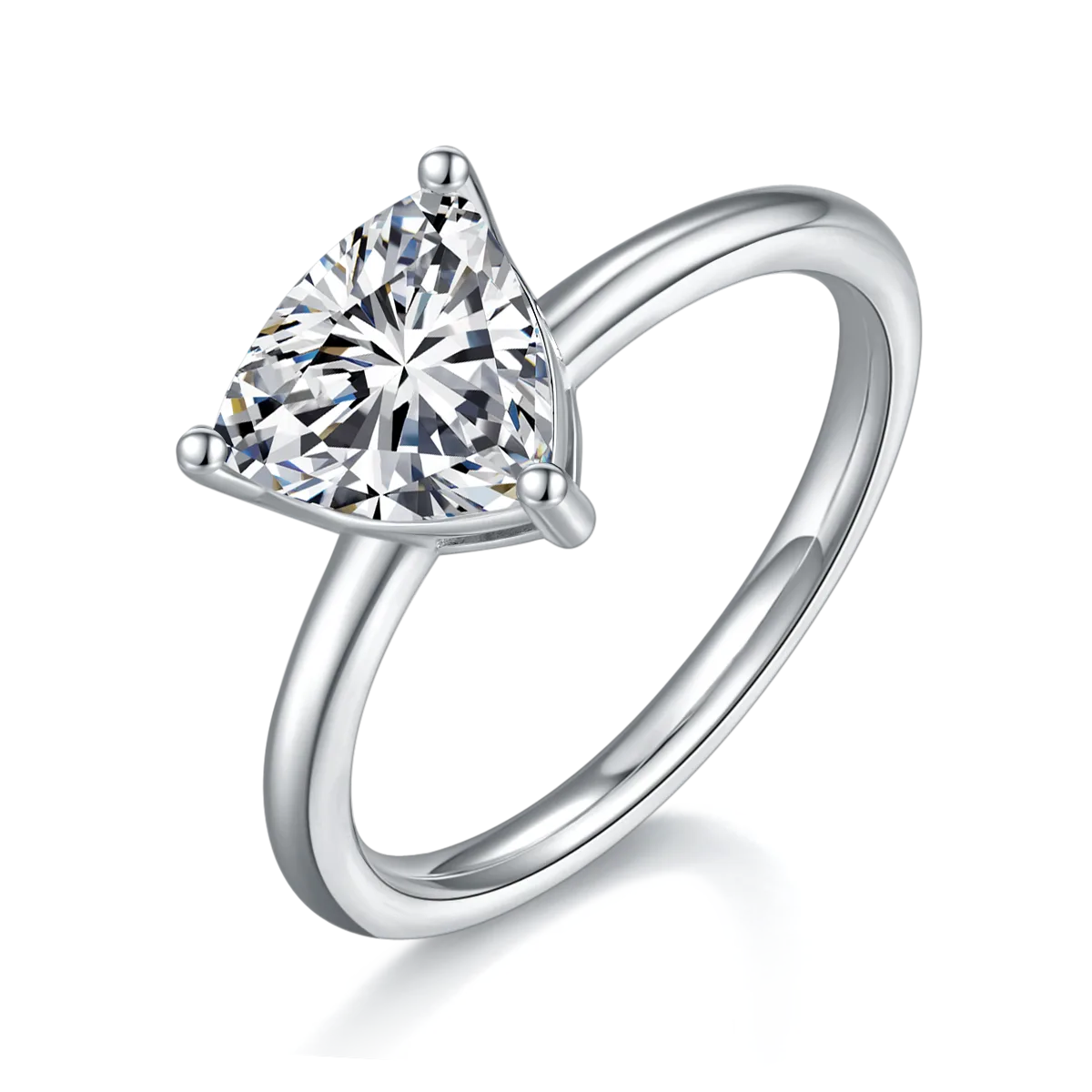 Classic Trilliant S925 White-Gold-Plated Silver Lab-Grown Diamond Engagement Ring Women's Ring 3.0ct D