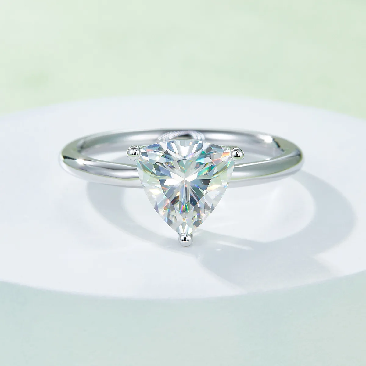 Classic Trilliant S925 White-Gold-Plated Silver Lab-Grown Diamond Engagement Ring Women's Ring 3.0ct D