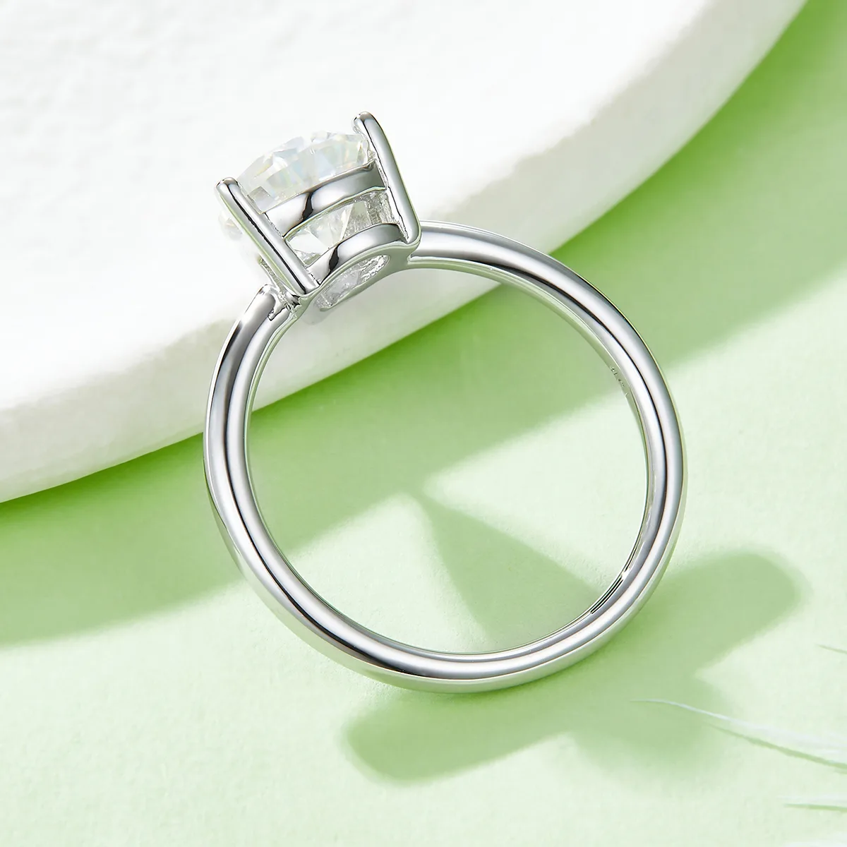 Classic Pear S925 White-Gold-Plated Silver Moissanite Wedding Band Women's Ring 3.0ct D