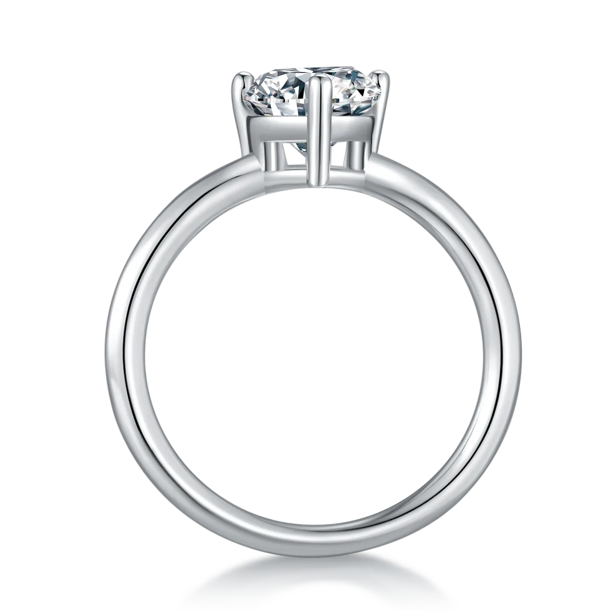 Classic Pear S925 White-Gold-Plated Silver Moissanite Wedding Band Women's Ring 3.0ct D