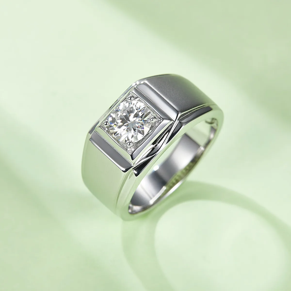 S925 White-Gold-Plated Silver Lab-Grown Diamond Men's Ring 1ct D