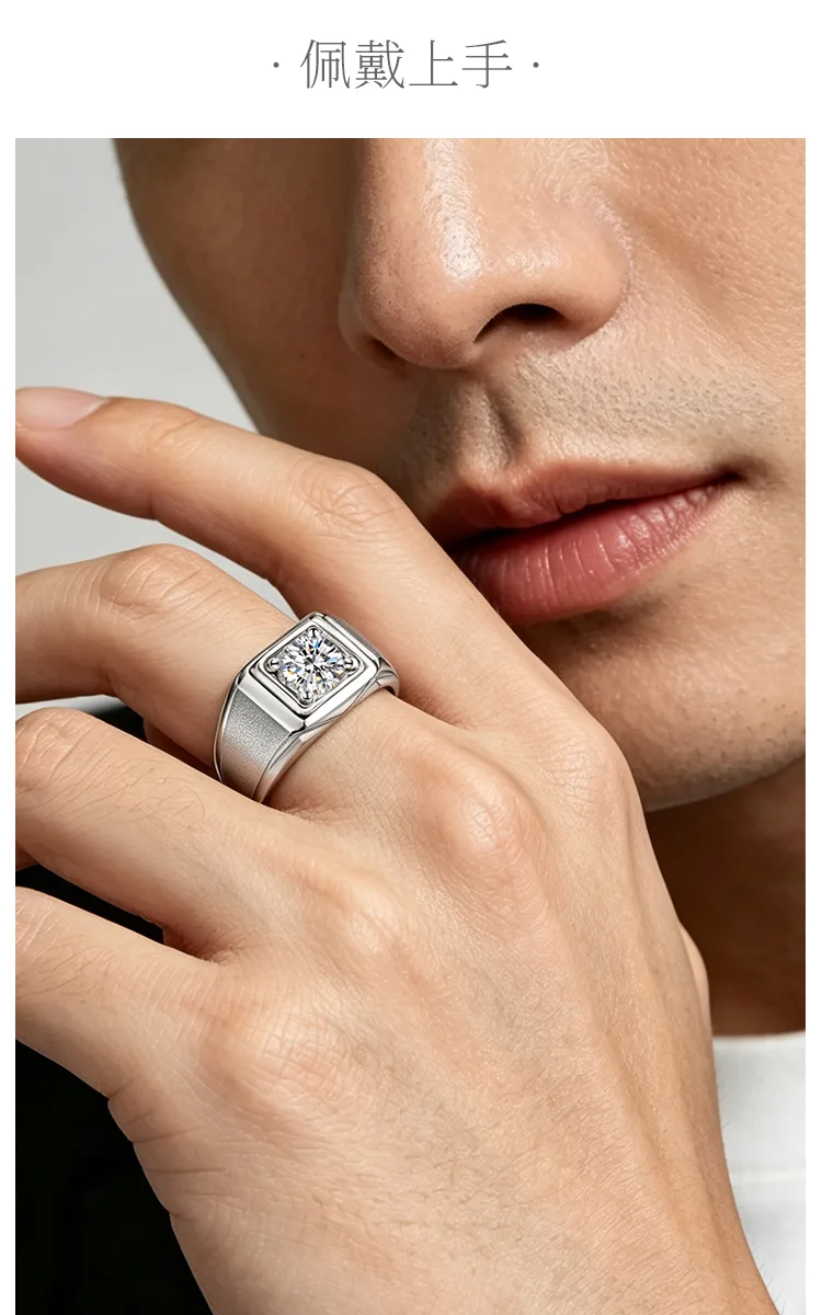 S925 White-Gold-Plated Silver Lab-Grown Diamond Men
