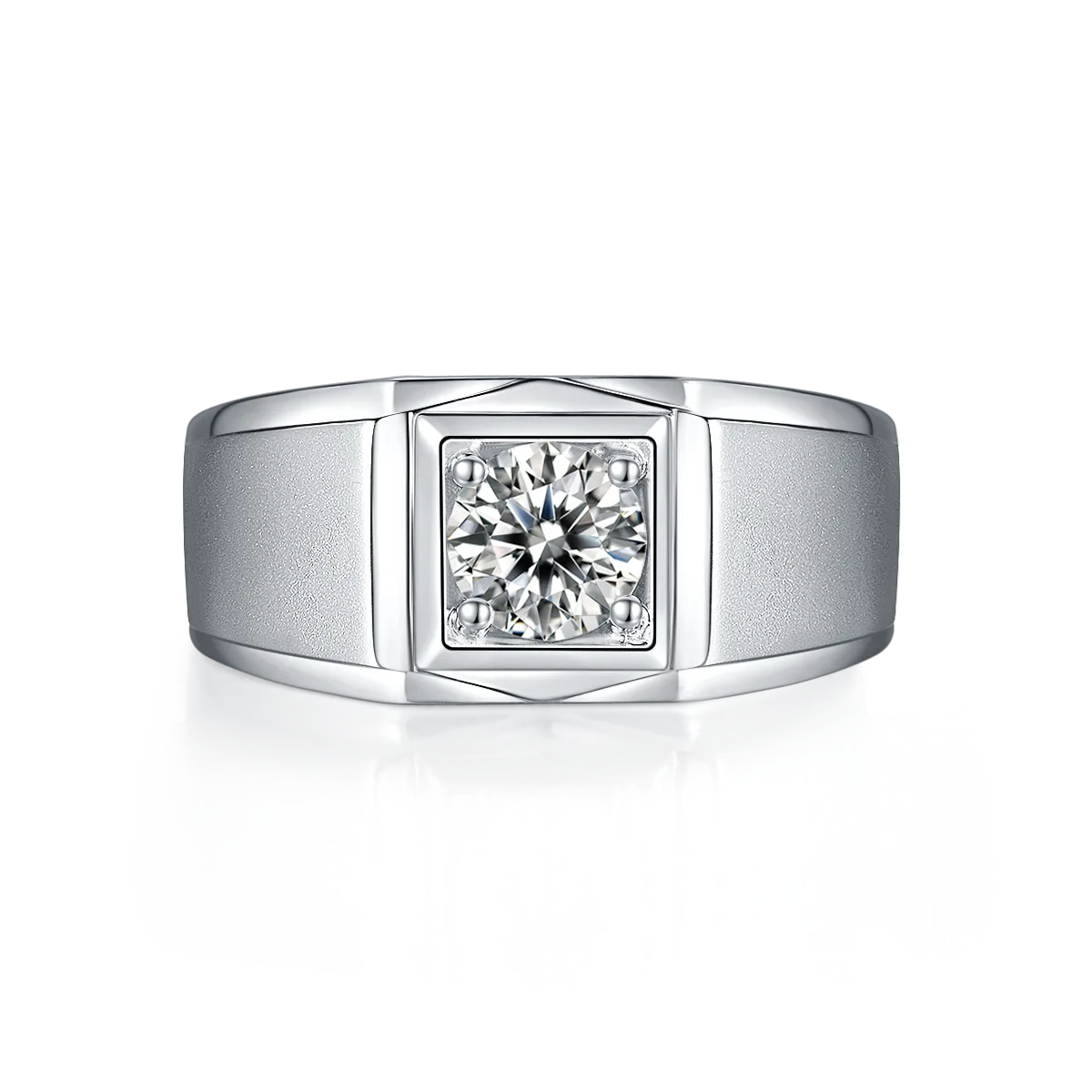 S925 White-Gold-Plated Silver Lab-Grown Diamond Men's Ring 1ct D
