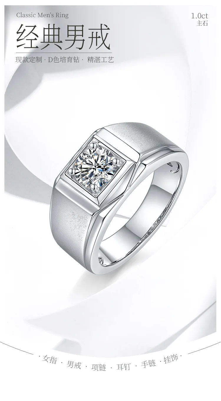 S925 White-Gold-Plated Silver Lab-Grown Diamond Men