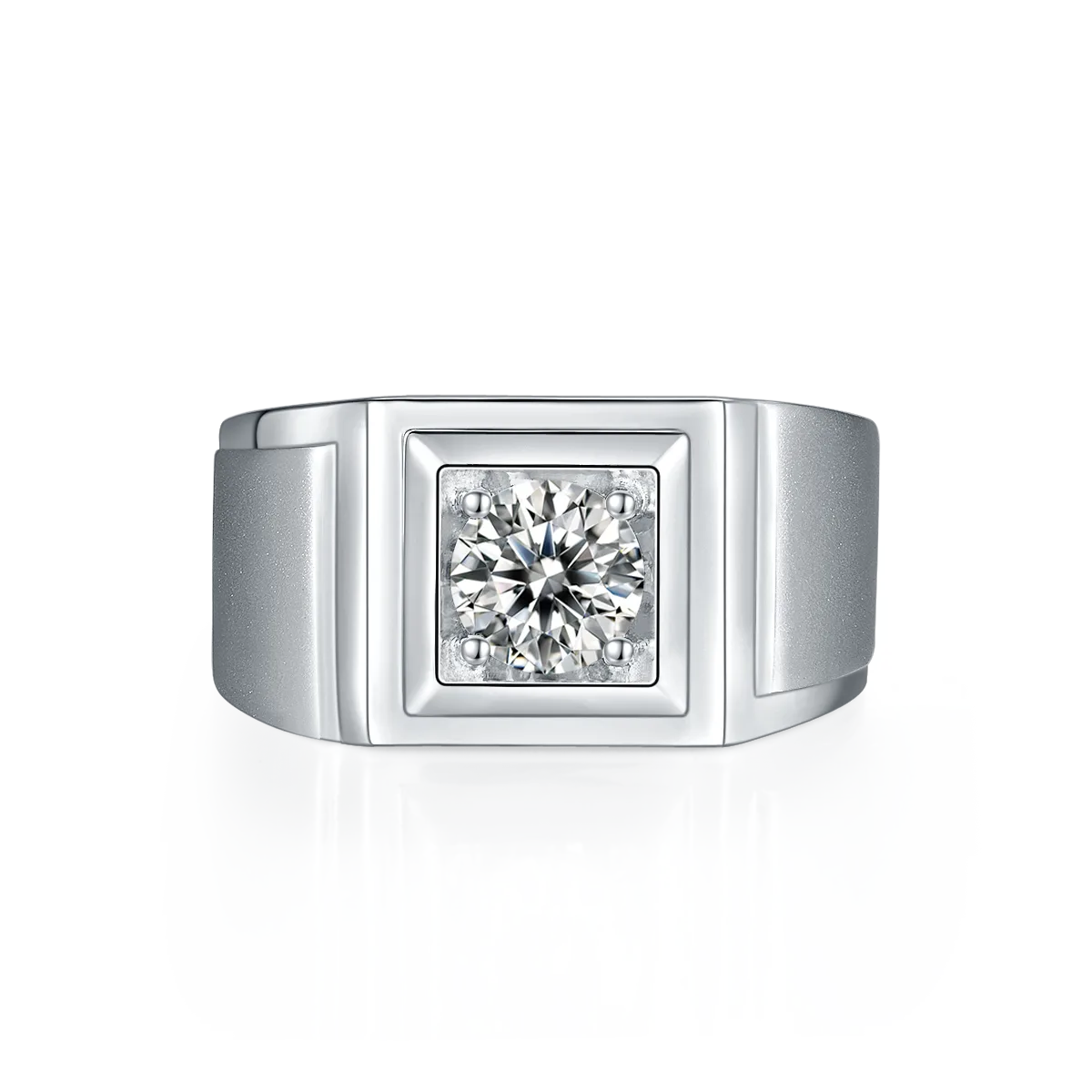 S925 White-Gold-Plated Silver Lab-Grown Diamond Men's Ring 1ct D - P73A