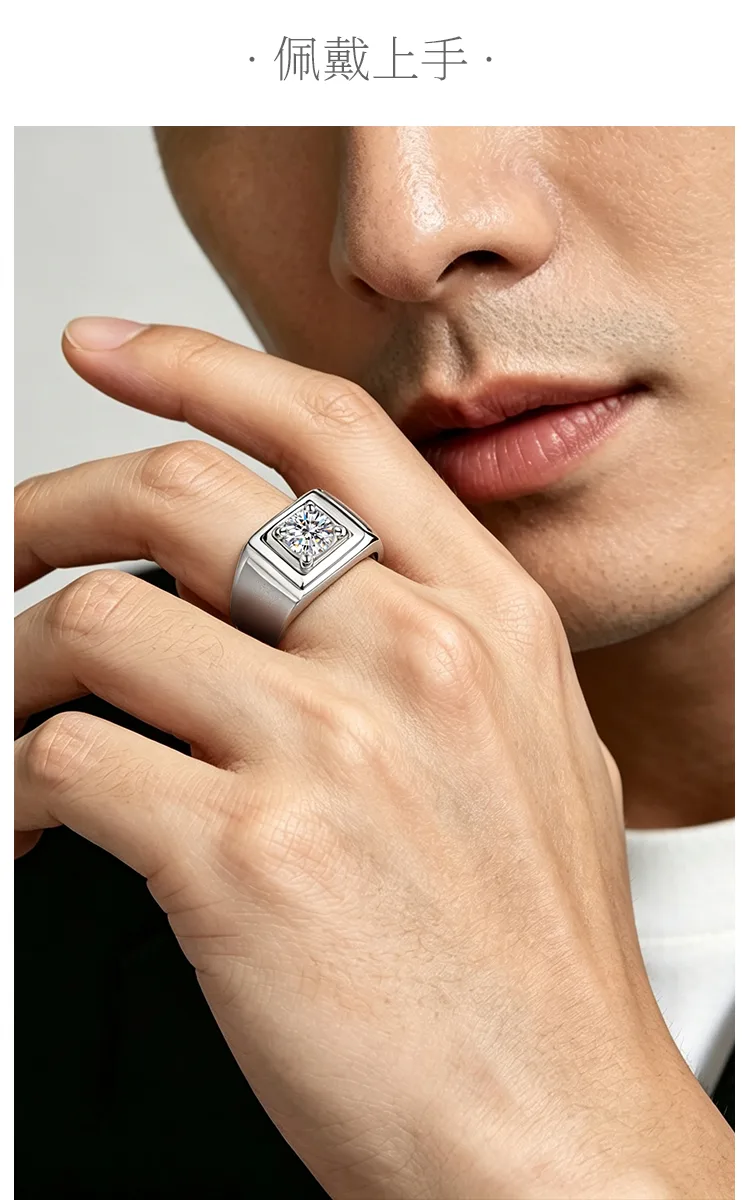 S925 White-Gold-Plated Silver Lab-Grown Diamond Men